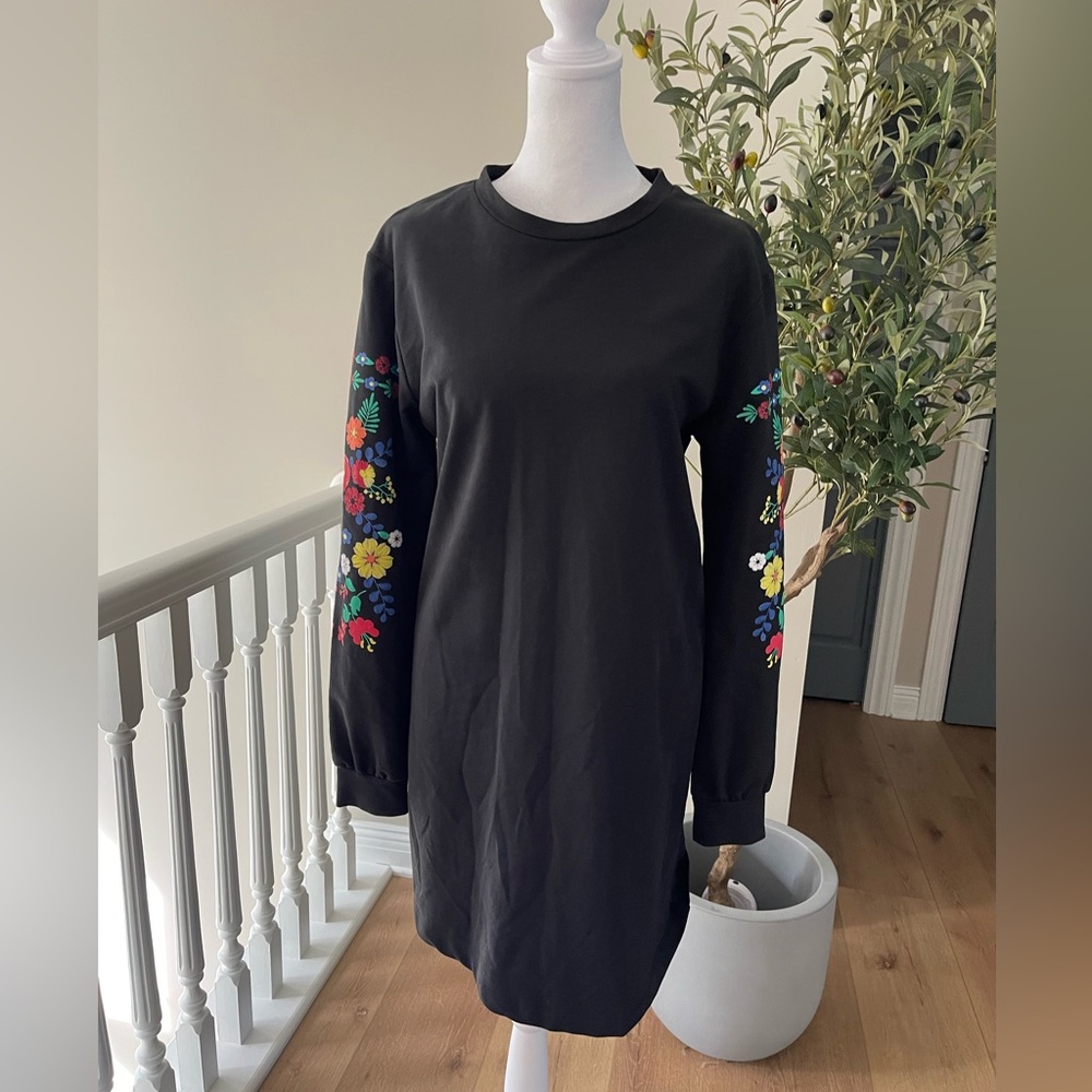 Boutiquen Black Casual Long Sleeve Sweatshirt Dress